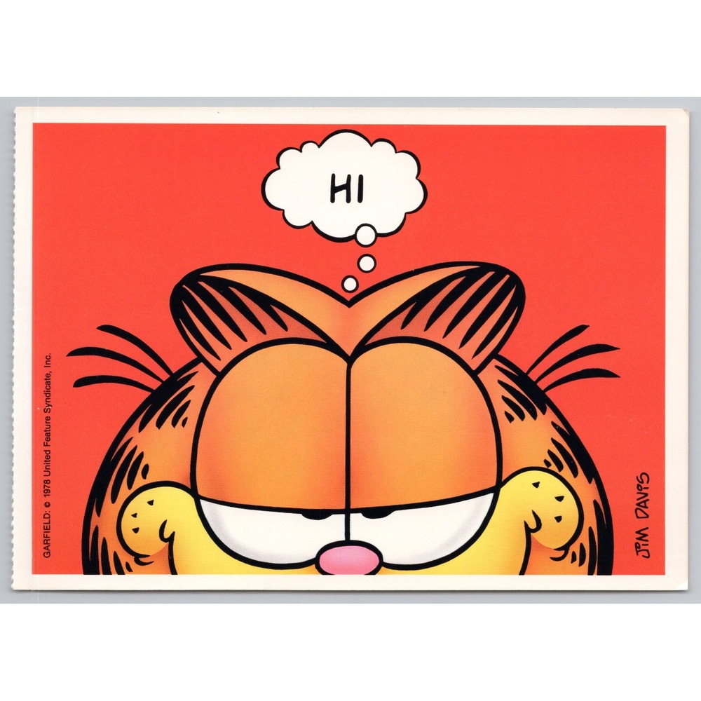 Vintage Garfield the Cat Postcard Jim Davis 1978 Hi Thought Bubble B1 4x6 Chrome